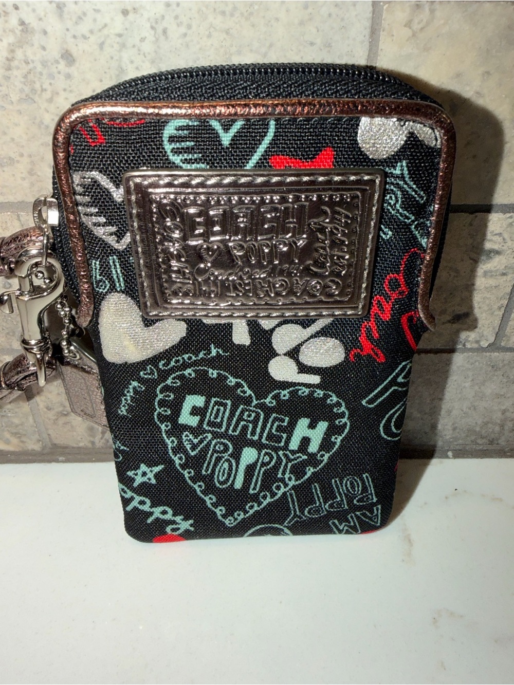 CoachY2k Black Poppy Pattern Multi Purpose Case with Metallic Trim